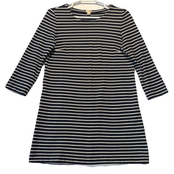 J. Crew‎ Navy Blue White Striped Lined Cocktail Sheath Dress Women's Size M - Picture 1 of 5